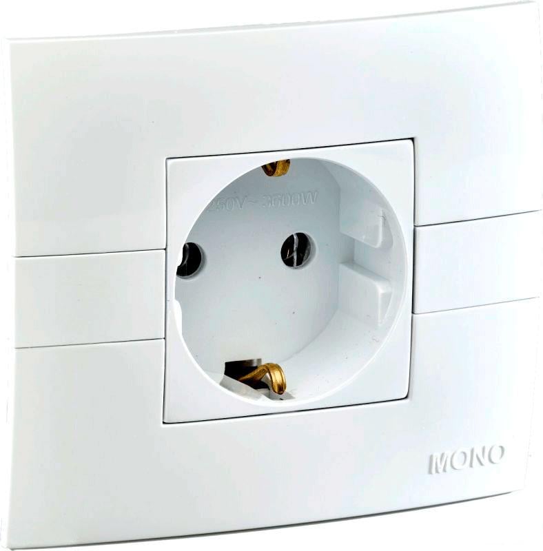 Розетка одинарна Mono Electric ECO з заземленням Білий (000019182)