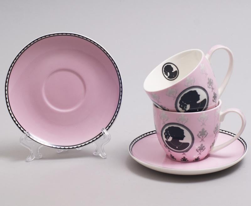 Чайный набор Силуэт 2 чашки 280 мл с блюдцами Розовый (BD-245-S11)