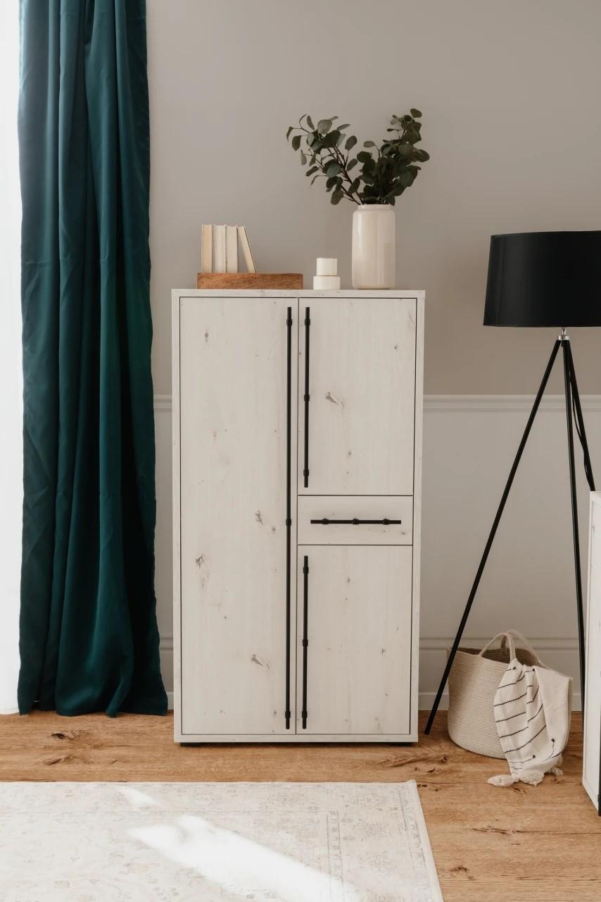 Комод-шкаф высокий ALMO 53A Дуб крафт белый (ART2109) Комод-шкаф высокий ALMO 53A Дуб крафт белый (ART2109)