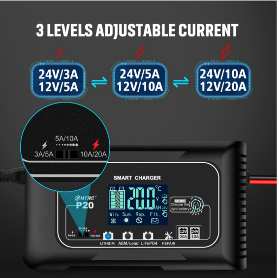 Зарядное устройство импульсное lifepo4 AGM/GEL/АКБ 12В/24В 20 А (10807361) - фото 5 Зарядное устройство импульсное lifepo4 AGM/GEL/АКБ 12В/24В 20 А (10807361) - фото 5