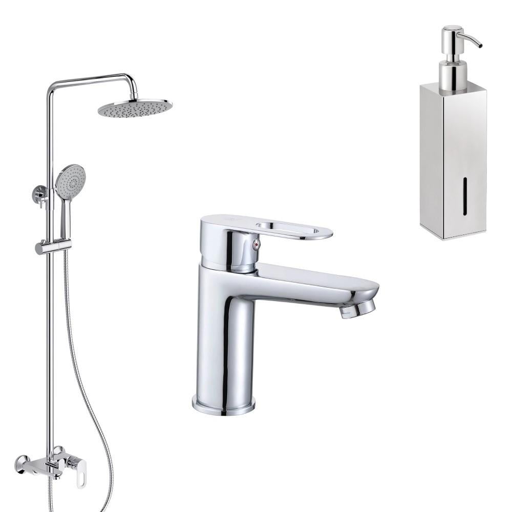 Душевая система Latwa 001/смеситель к умывальнику Latwa 1030/дозатор для жидкого мыла Q-Tap Liberty 250 мл (15393751)