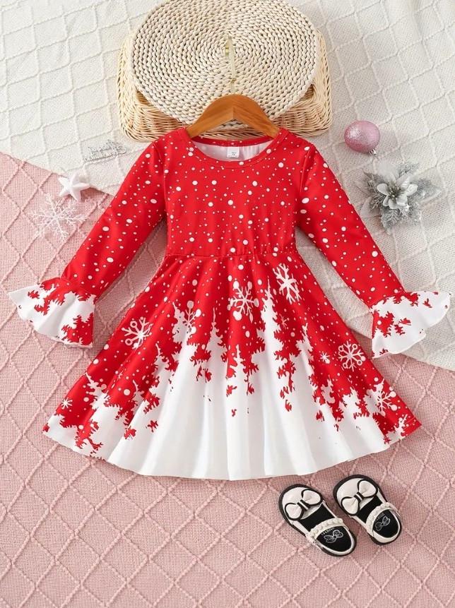 Плаття дитяче у новорічному стилі для дівчинки 5-6 років 120 см Червоний (2761861549)