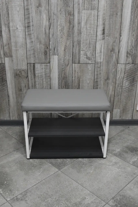 Банкетка для взуття металева з м'яким сидінням 32х47х60 см Світло-сірий (28375284)