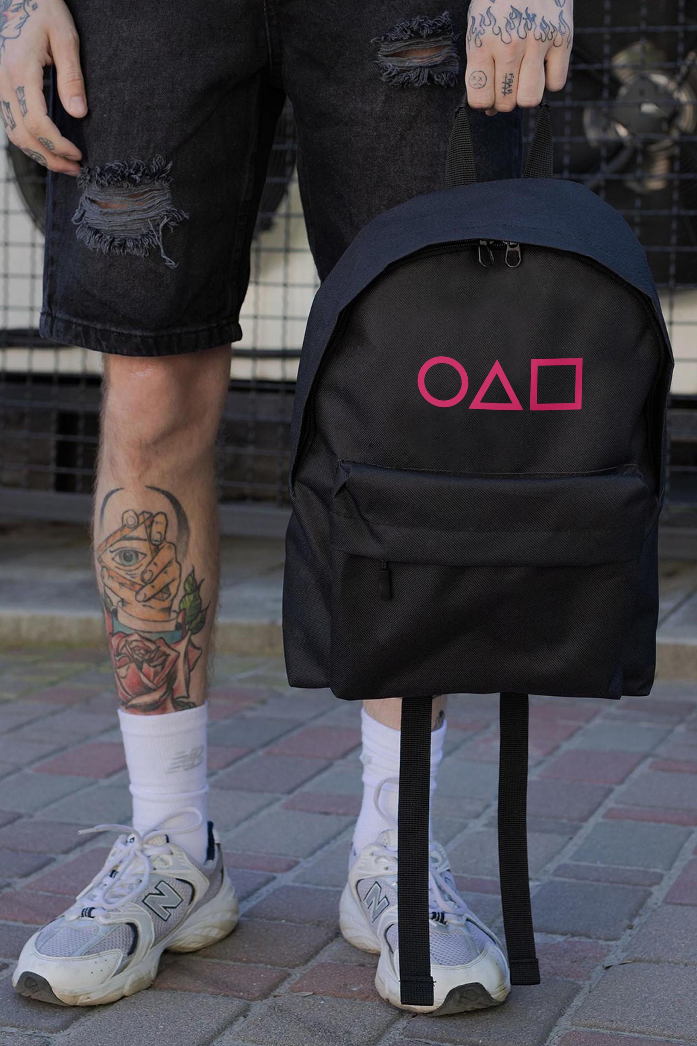 Рюкзак школьный для мальчика Without Compact с принтом Игра В Кальмара Black (8055236)