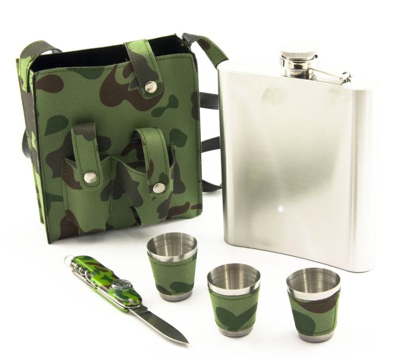 Фляга со стопками в камуфлированном чехле на 530 мл