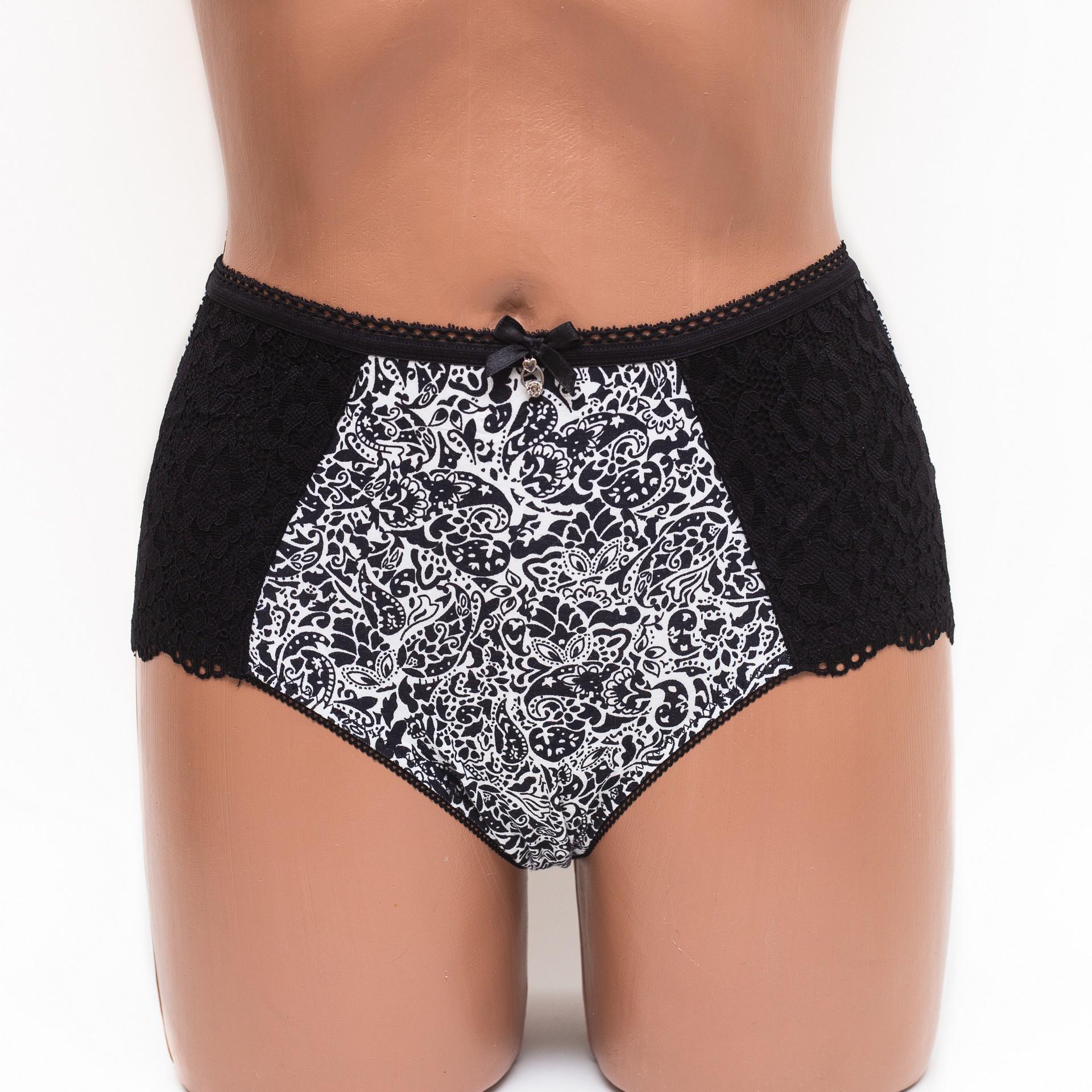 Трусики макси Lanny mode 2XL Черный/Белый (55848) - фото 1 Трусики макси Lanny mode 2XL Черный/Белый (55848) - фото 1