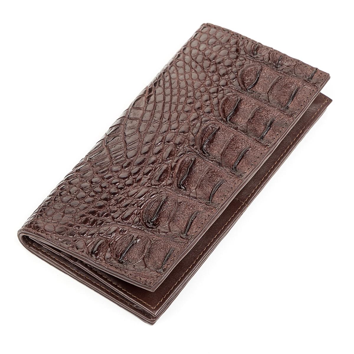 Портмоне вертикальное Crocodile Leather 18266 из натуральной кожи крокодила Коричневый