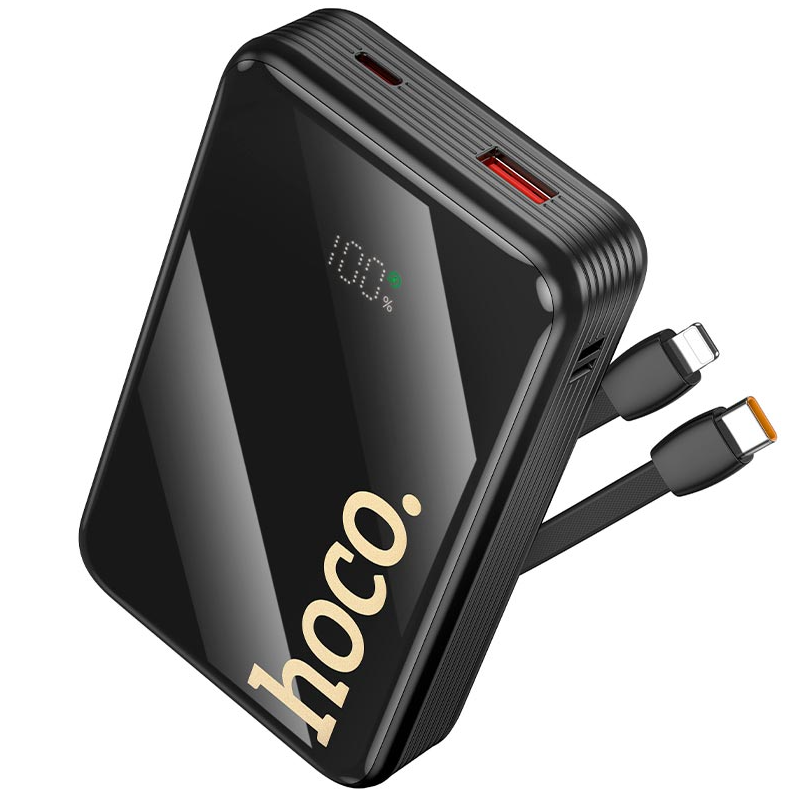 Аккумулятор наружный Hoco Graceful PD с двумя кабелями Q37A 20000mAh 1USB/1Type-C/22,5W/3A/PD/QC (24536)