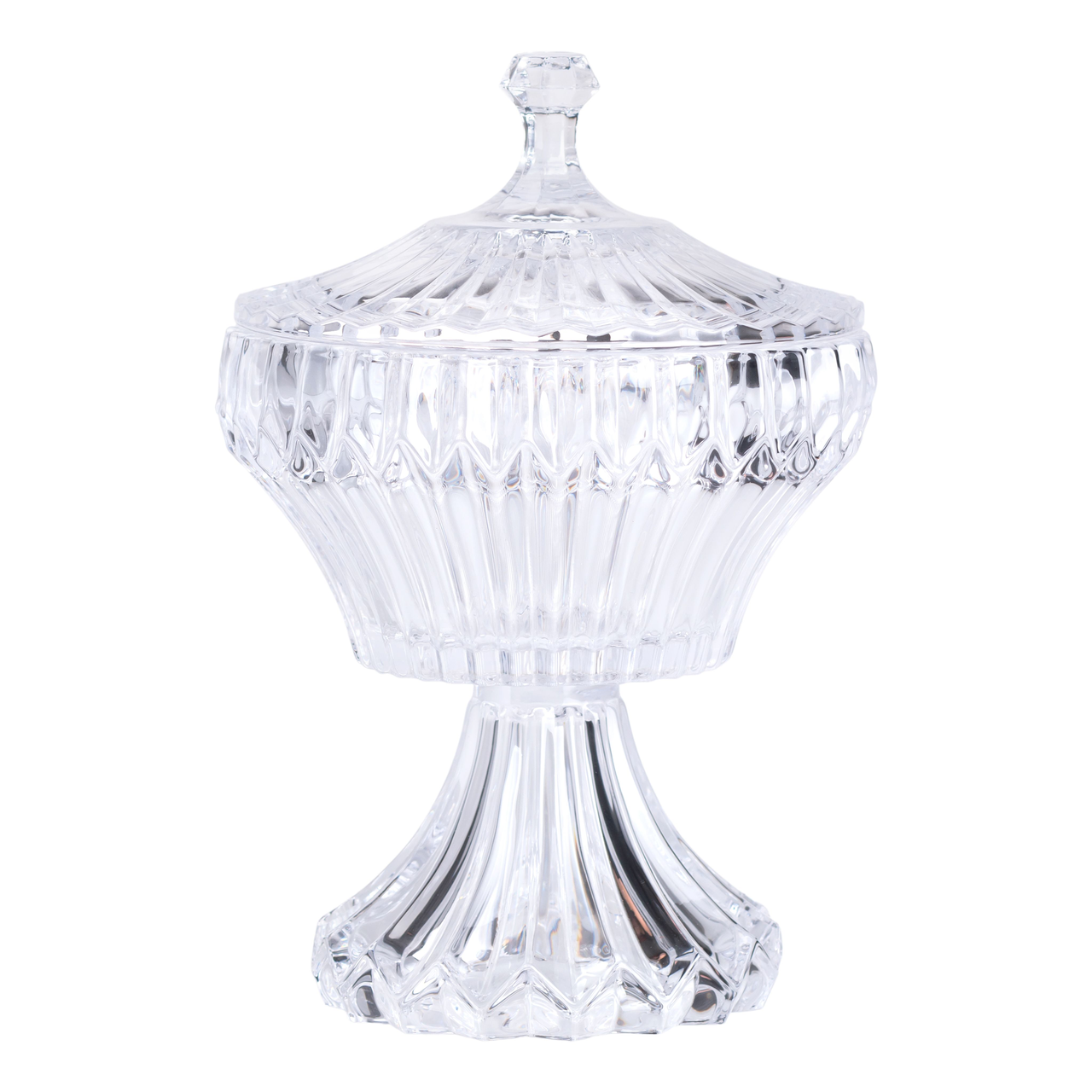 Конфетница на ножке с крышкой стеклянная HP-19-140 18х27 см (A-034217)