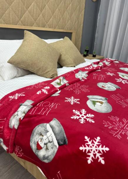 Покривало велсофт з різдвяним принтом Decorator WellSoft 150х210 см Червоний (87-173) - фото 4