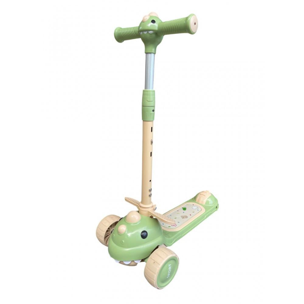 Самокат детский трехколесный Kidwell 616 Dino с LED-подсветкой колес Green (PH00131)