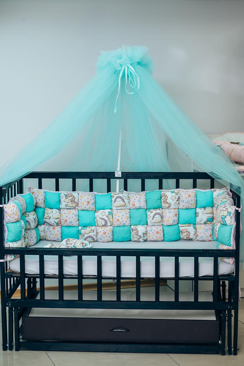 Бортики в кроватку Бом-бон с единорогами на 3 стороны 120х30 см 1 шт./60х30 см 2 шт. (1369341549)