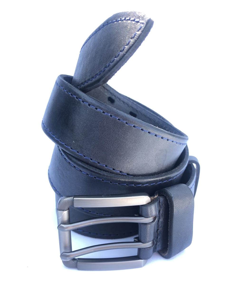 Ремень мужской Mango из кожи Синий (РК15/1)