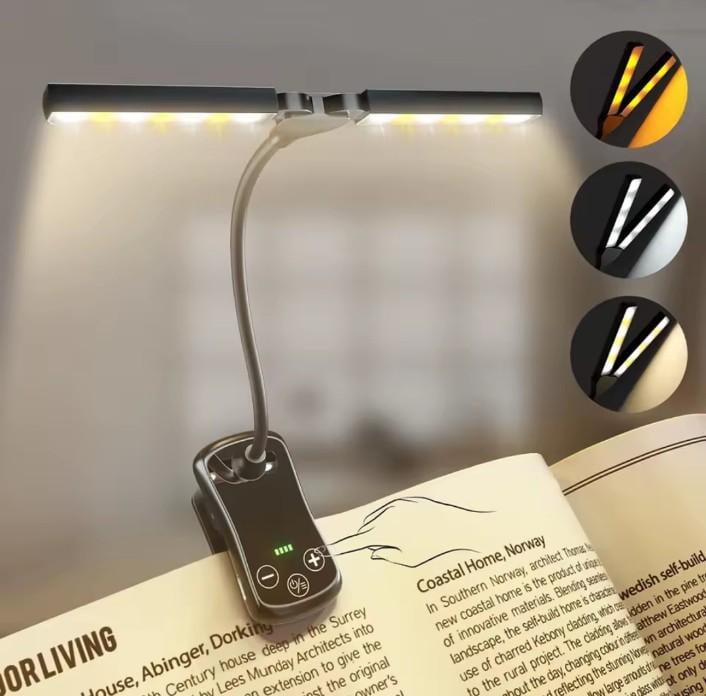 Лампа для читання книг BOOK LIGHT 14 LED з акумулятором Чорний (00002) - фото 8