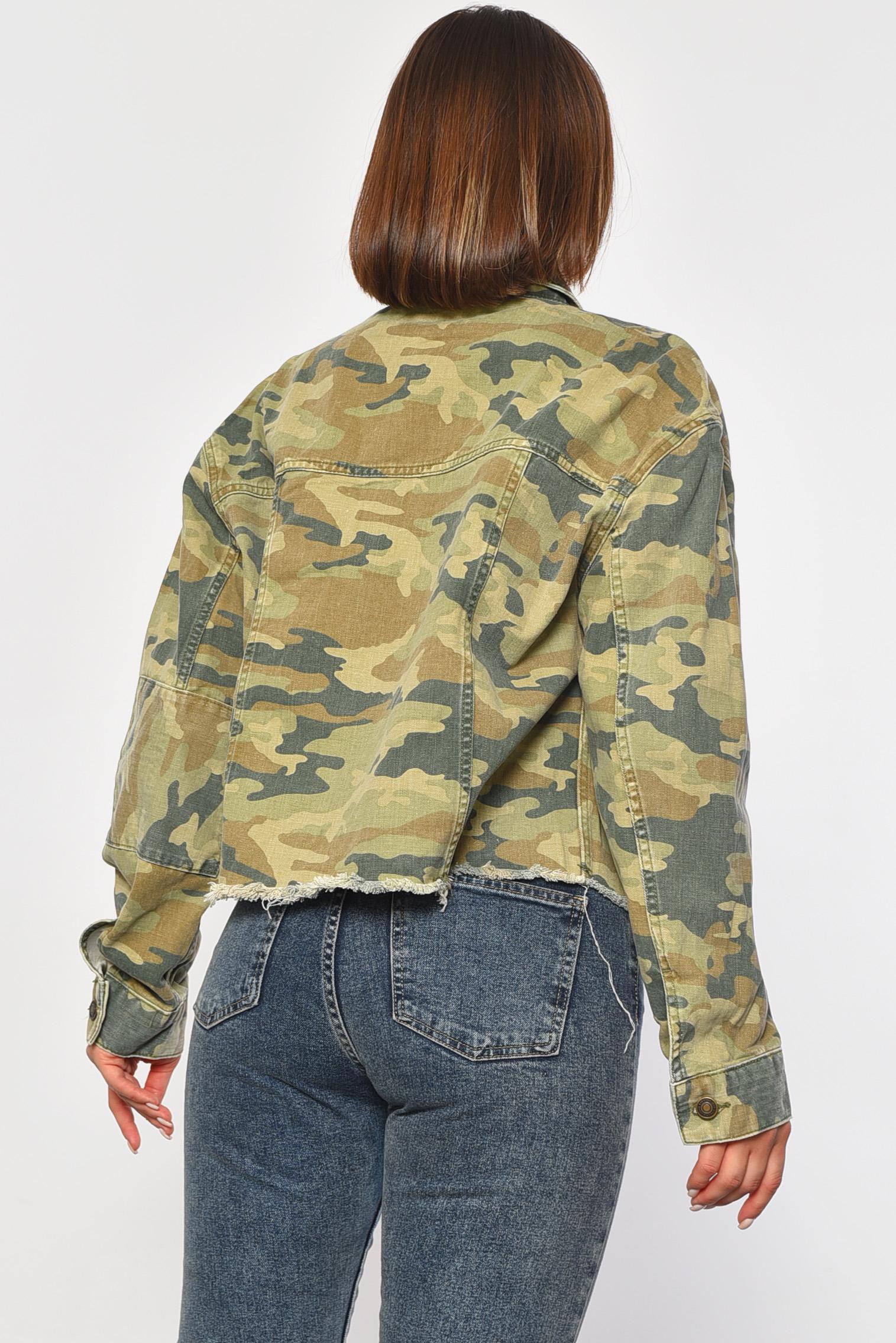 Джинсовка женская камуфляжная M Хаки (188071) - фото 3 Джинсовка женская камуфляжная M Хаки (188071) - фото 3