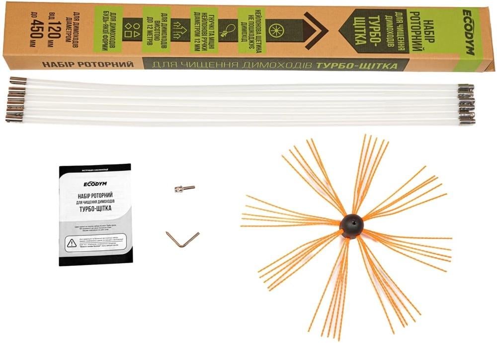 Роторний набір для чищення димоходів Ecodym Турбо-Щітка 1 м x 4 шт.