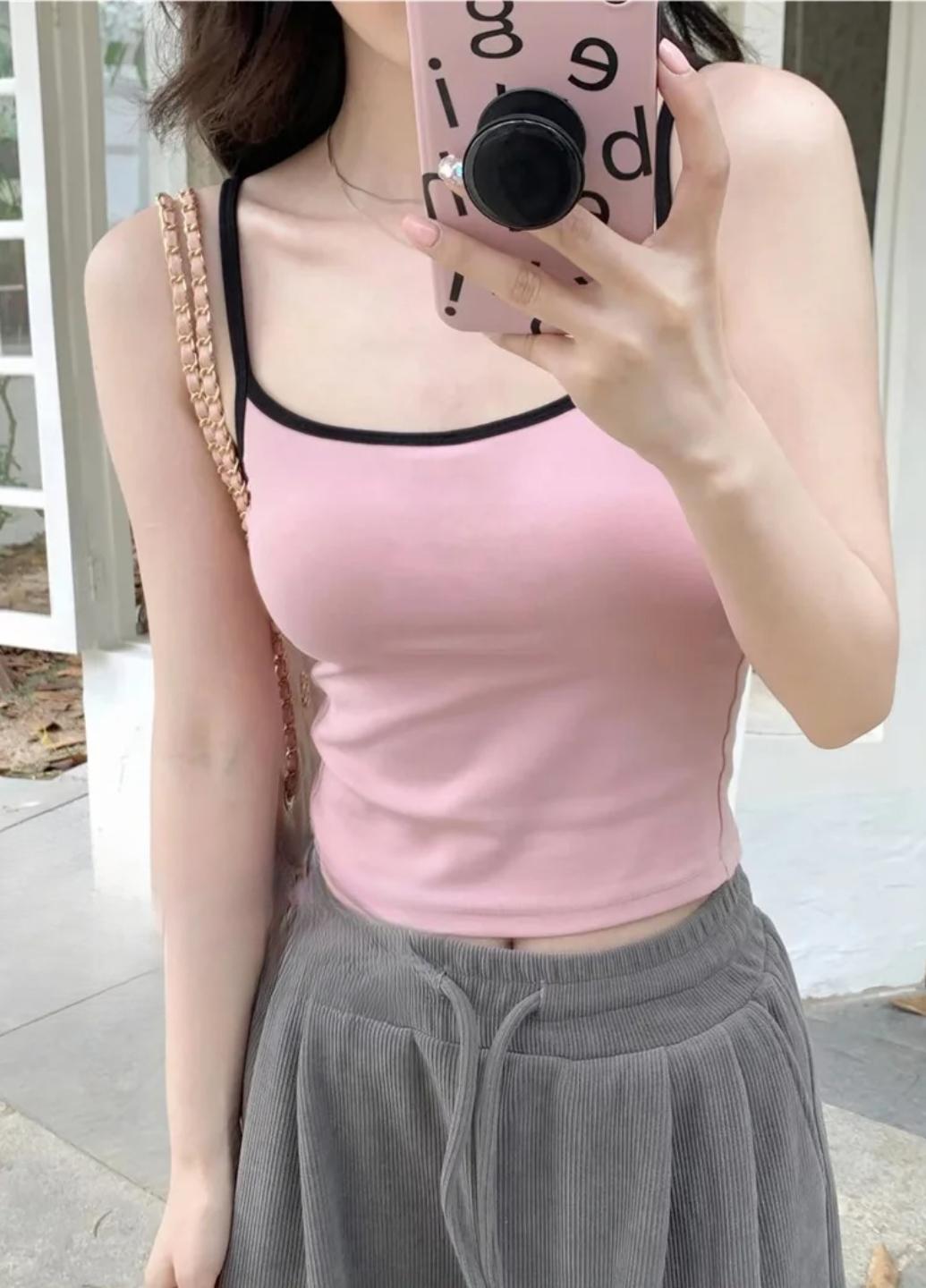 Майка женская хлопковая Two Colors с вкладышами One size Пудровый (1865-42-01) - фото 2