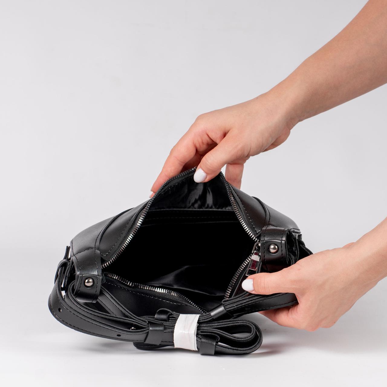 Сумка женская хобо KVITUCHA №54-24 с длинным ремешком Черный - фото 2