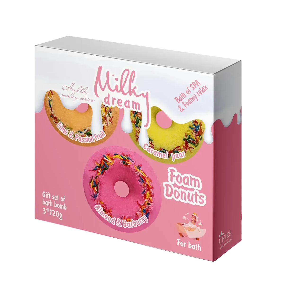Подарочный набор пенных бомбочек для ванны Milky Dream Пенни Donuts 3 шт. по 120 г