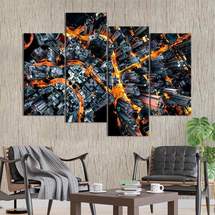 Картина город Мистические огни ночного мегаполиса 129x90 см (A859-4)