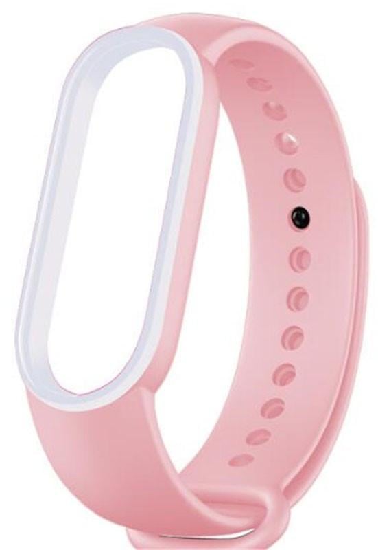 Ремінець UWatch Double Color Replacement Silicone Band Line For Xiaomi Mi Band Line 5/6/7 Pink/White - фото 1