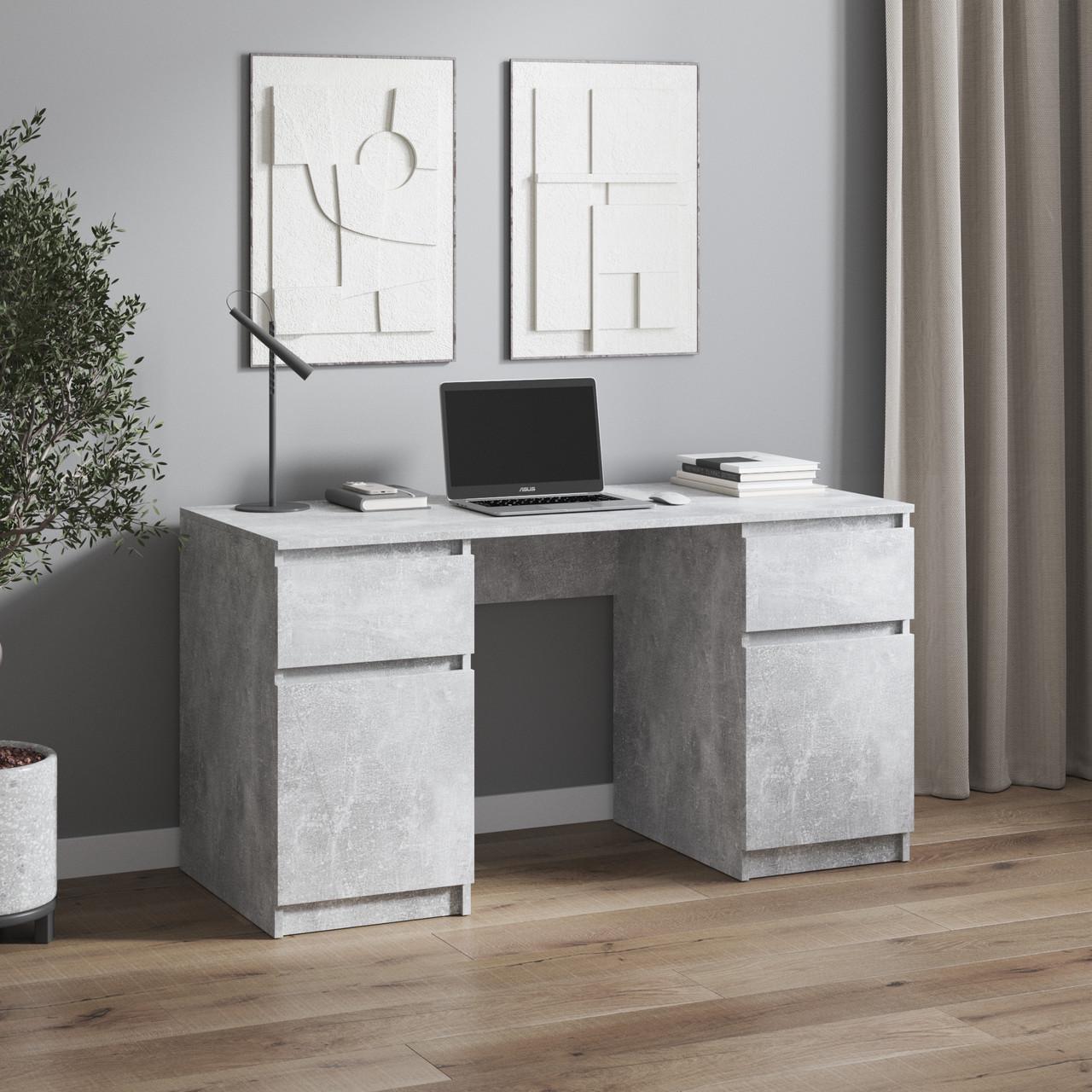 Стіл комп’ютерний з 2 тумбами Вайс R-34 1400х600х755 мм Бетон(30415355) - фото 1 Стіл комп’ютерний з 2 тумбами Вайс R-34 1400х600х755 мм Бетон(30415355) - фото 1