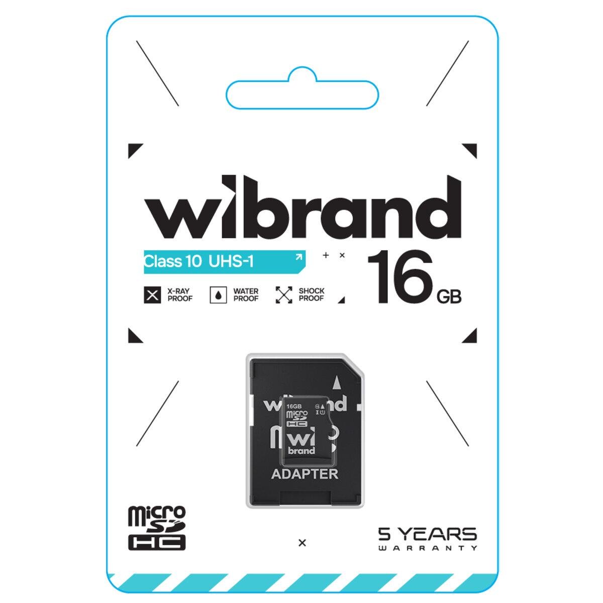 Карта пам'яті Microsdhc UHS-1 Wibrand Class 10 Adapter SD 16 Gb - фото 1