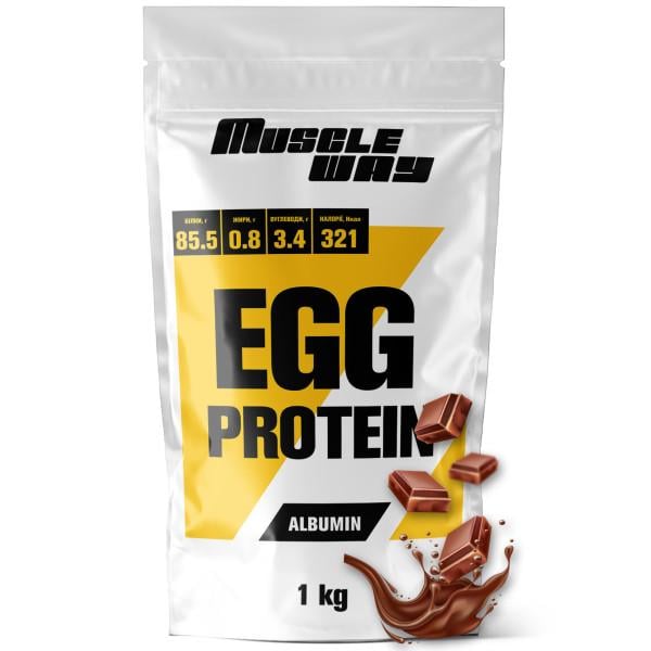 Протеин яичный альбумин для роста мышц MuscleWay EGG PROTEIN 1 кг Шоколад (21-137-ALB-ch-1kg)