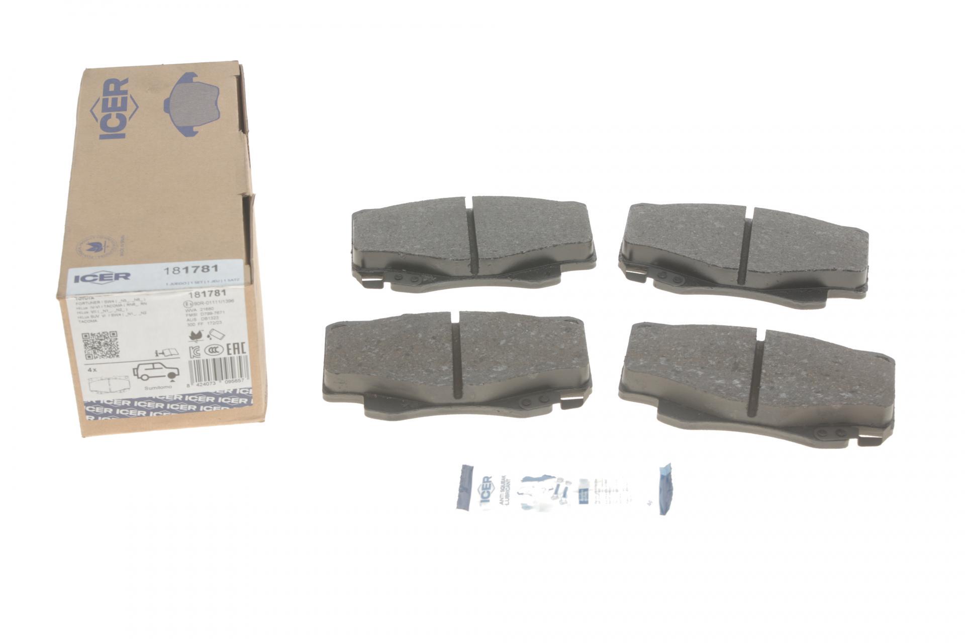 Колодки тормозные передние ICER 181781 Toyota Hilux 83-/Tacoma 94- Колодки тормозные передние ICER 181781 Toyota Hilux 83-/Tacoma 94-
