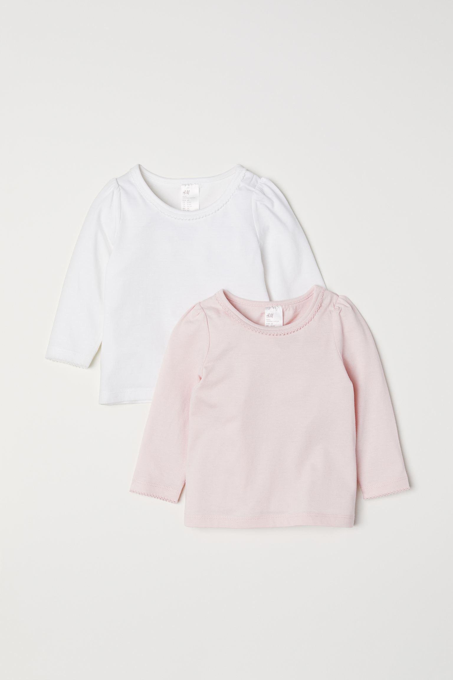 Лонгслів H&M 2 шт. 56 см Рожевий/Білий (S2307608941)