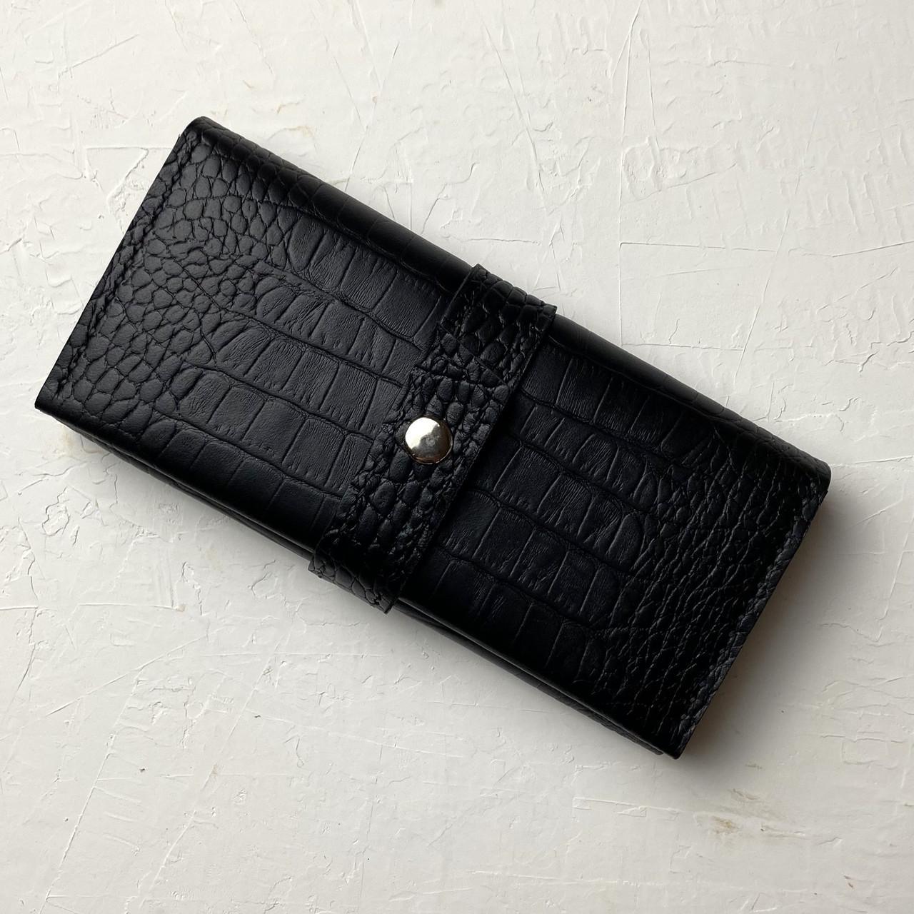 Кошелек женский Stedley leather Жаклин из натуральной кожи Черный кайман (30639683)