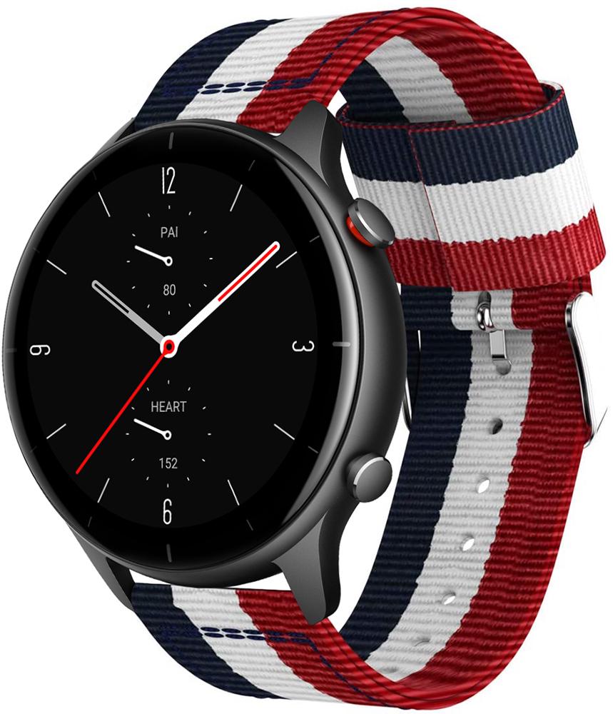 Ремешок тканевый Canvas для Amazfit GTR 2 Red/White/Blue (19684)