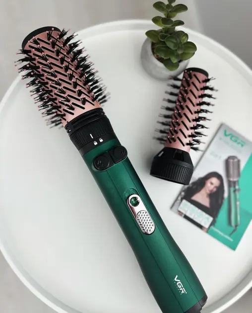 Фен щітка для укладання волосся професійний Vgr 498 2в1 1200 Вт Зелений (236ОД) - фото 2