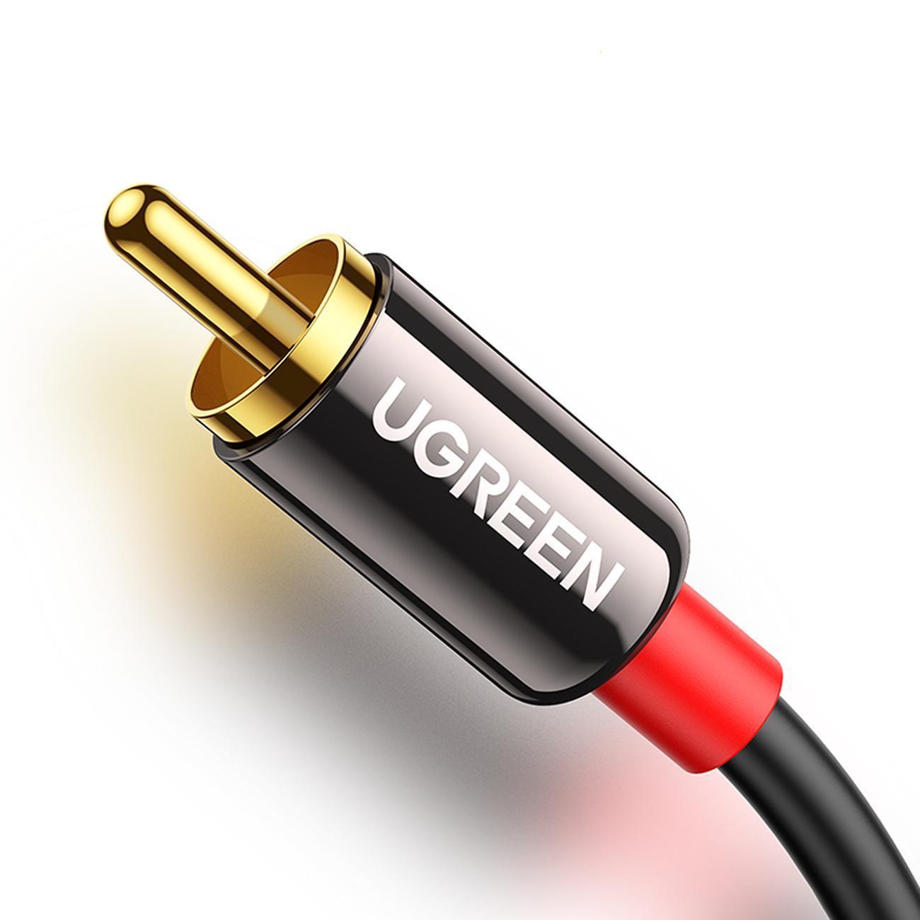 Кабель UGREEN 3.5 мм minijack-2RCA стерео тюльпани Hi-Fi звук RCA AUX Y 5 м Чорний (10591) - фото 8