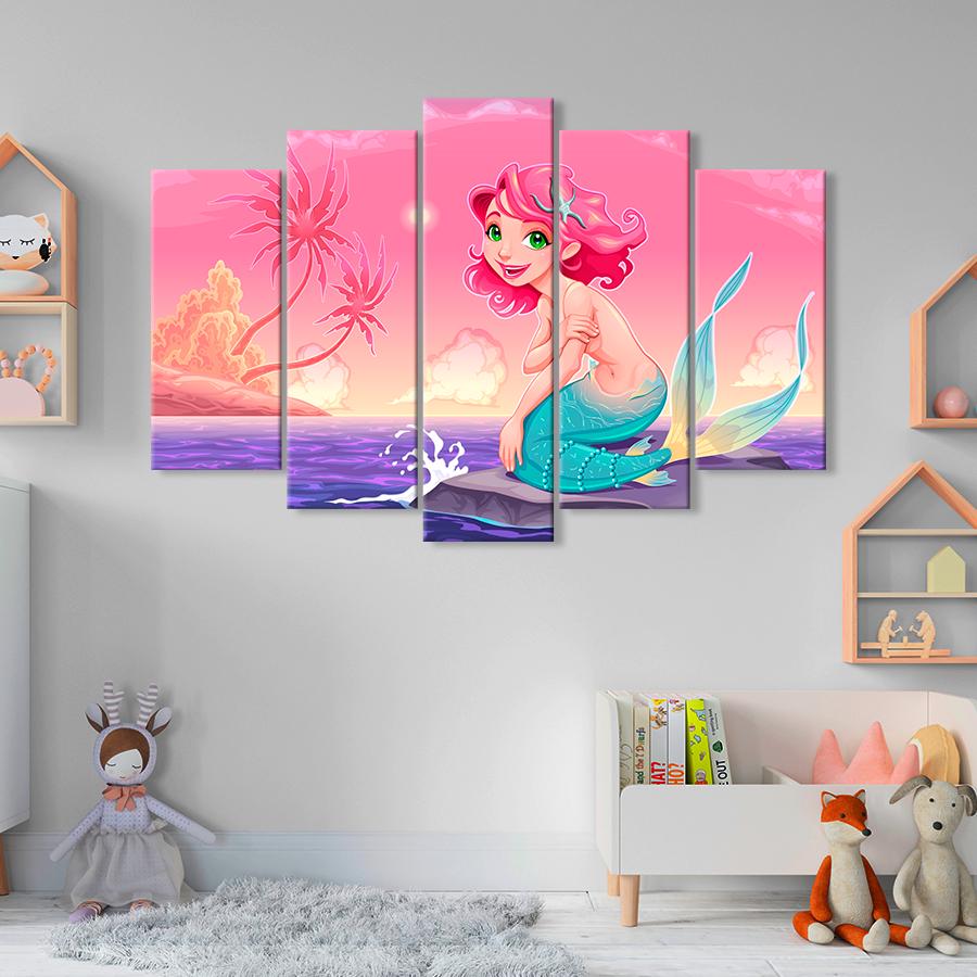 Картина в детскую комнату Морская русалка из сказки 137x85 см (A1448-5)