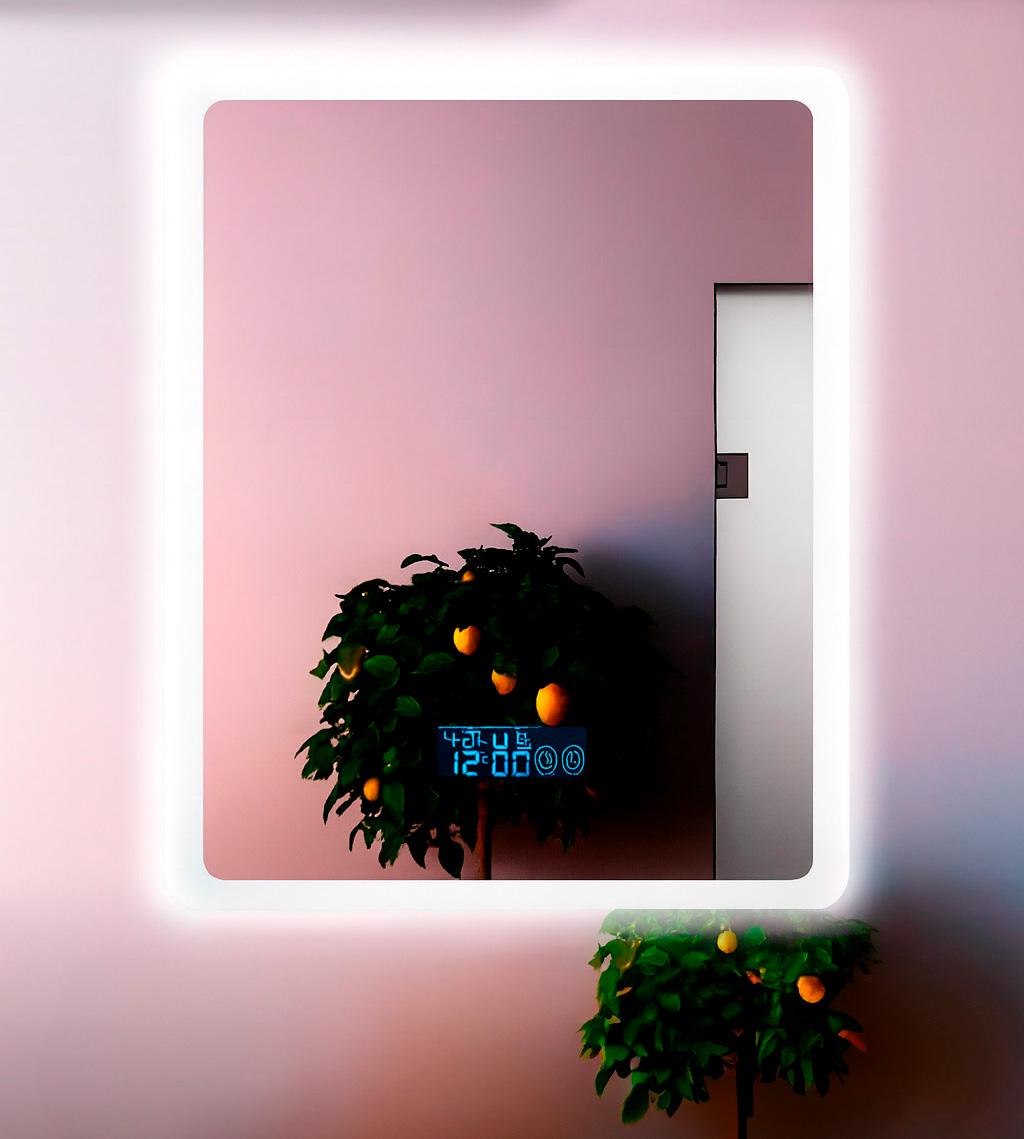 Зеркало с LED подсветкой BRS 80х60 для ванной комнаты настенное смарт-зеркало с подогревом и дисплеем (547016997)