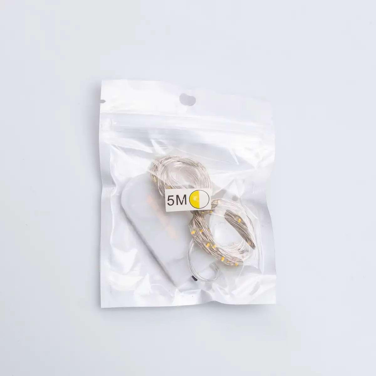 Гирлянда-роса на батарейках 50 LED нить на белом проводе 5 м Разноцветный (5288) - фото 7