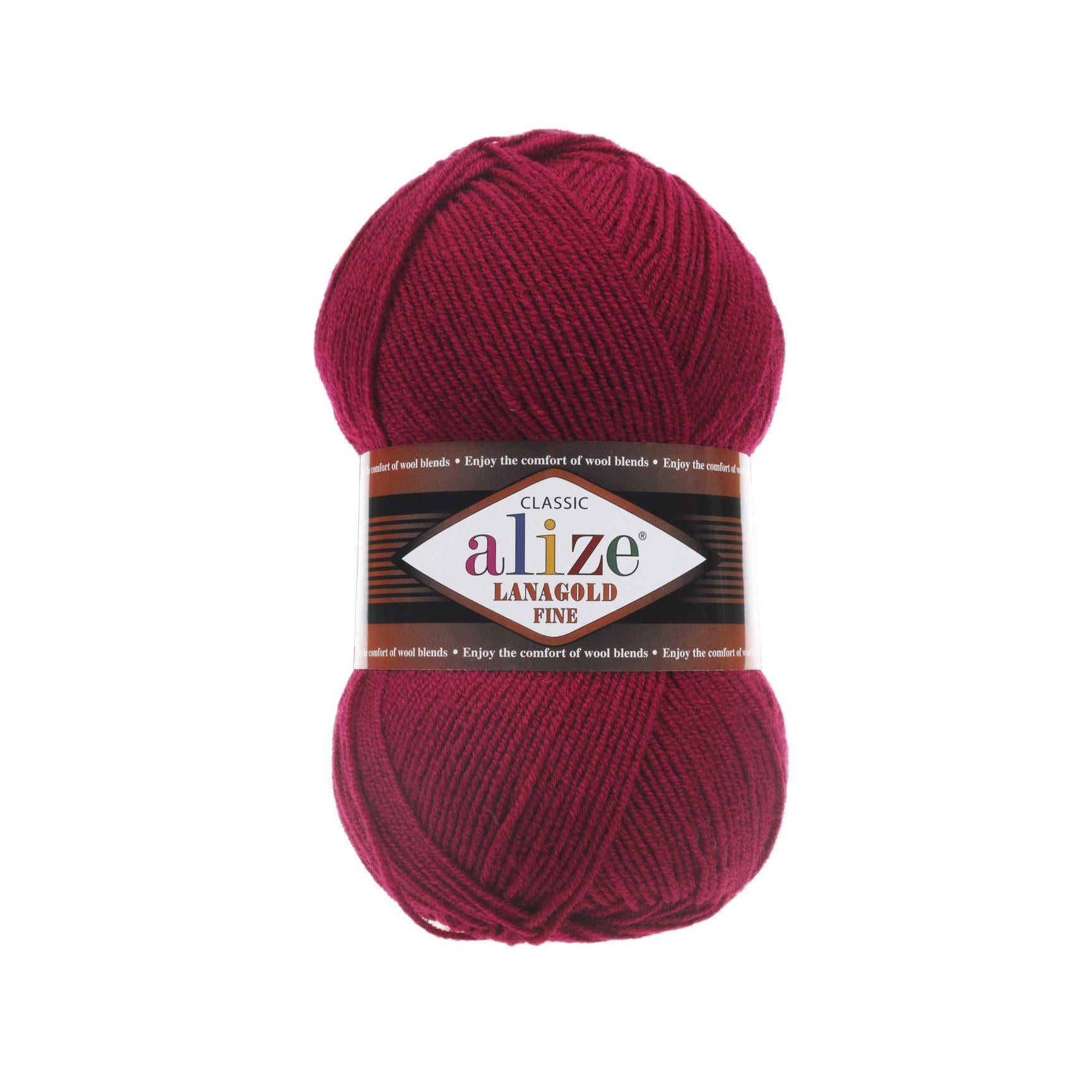 Пряжа Alize Lana Gold Fine 390 Темно-красный (5958)