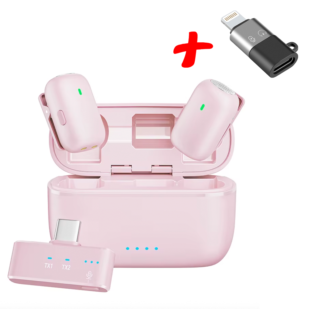 Микрофон беспроводной петличный M19 для телефонов с Type-C/адаптером Type-C на Lightning Pink (115111116) - фото 8 Микрофон беспроводной петличный M19 для телефонов с Type-C/адаптером Type-C на Lightning Pink (115111116) - фото 8