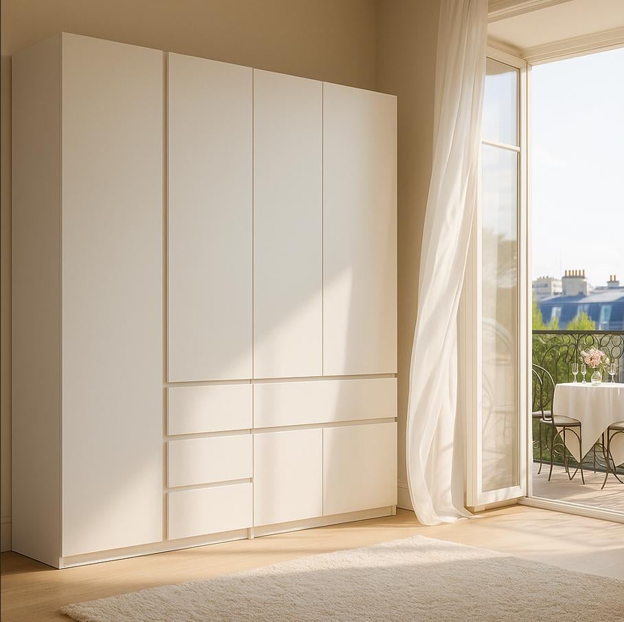 Шкаф Мастер Форм Брайт ДСП телескопические направляющие 1800х520х2000 мм Белый (21545)