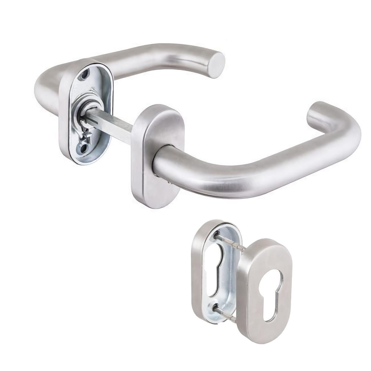 Дверная ручка из нержавеющей стали Siba Lyon SLIM с накладками PZ (S02 0 22 22 S)