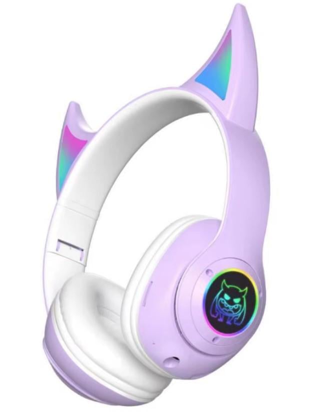 Наушники Bluetooth STN-25 с декоративными ушками и яркой подсветкой Фиолетовый (2104618666)