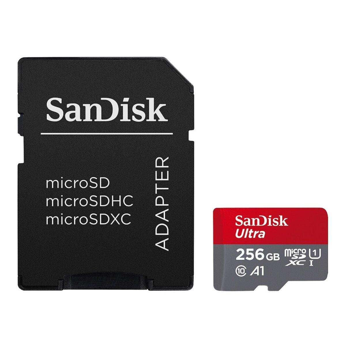 Карта памяти SanDisk 256 GB microSDXC UHS-I Ultra A1 SD adapter (SDSQUAC-256G-GN6MA)