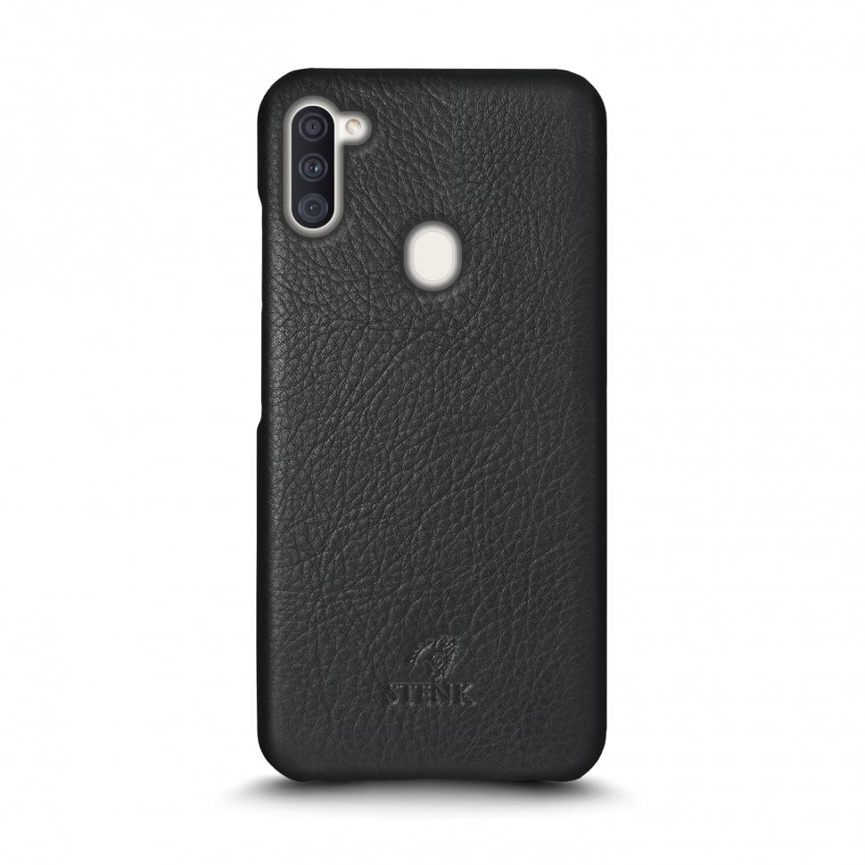 Кожаная накладка Stenk Cover для Samsung Galaxy A11 Черная (69411)