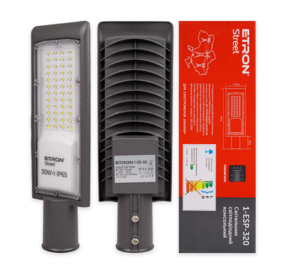 Ліхтар вуличний консольний ETRON 30W IP65 5000K 1-ESP-320 (25371040)