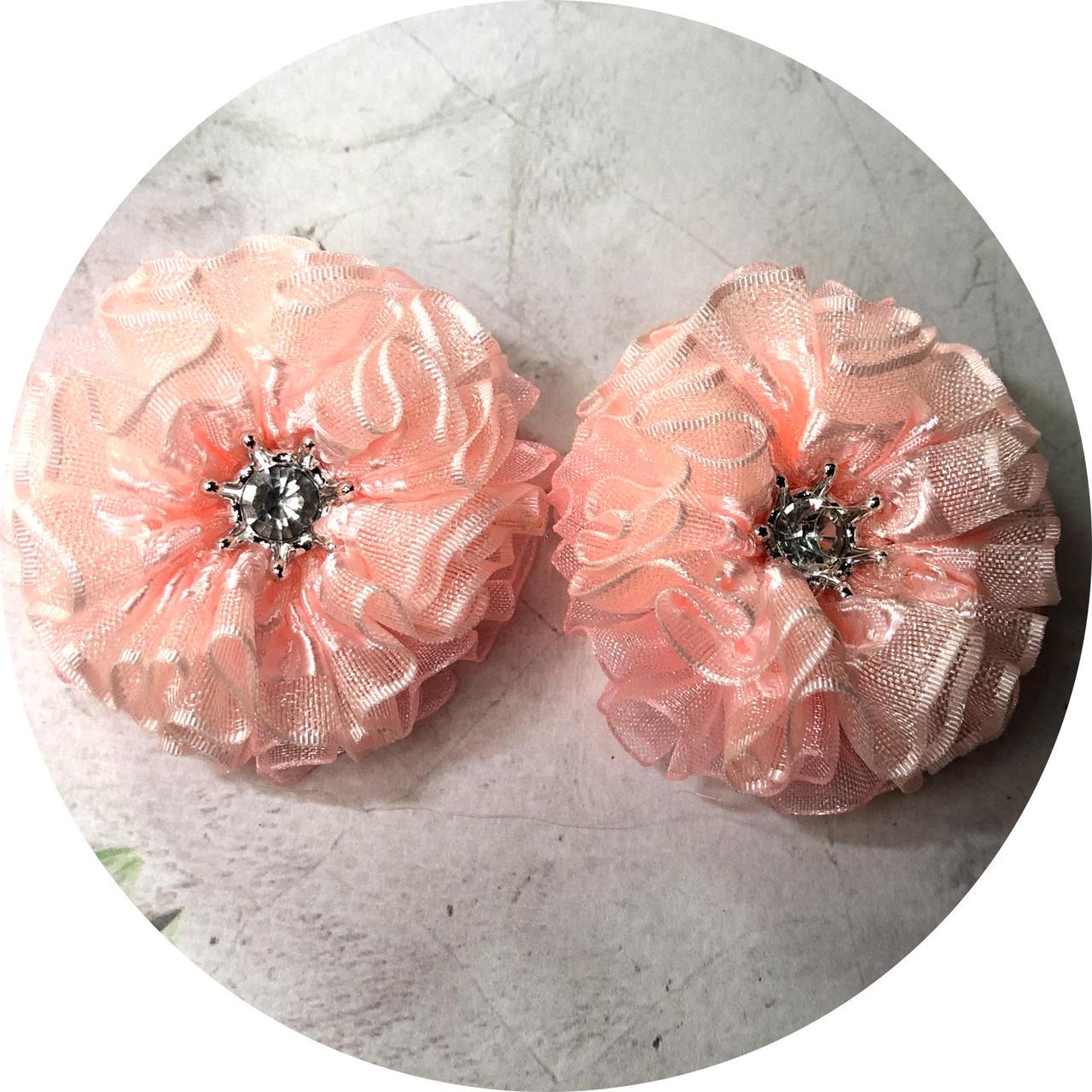 Бантики для волос детский на резинке D5 см Персиковый (10721)