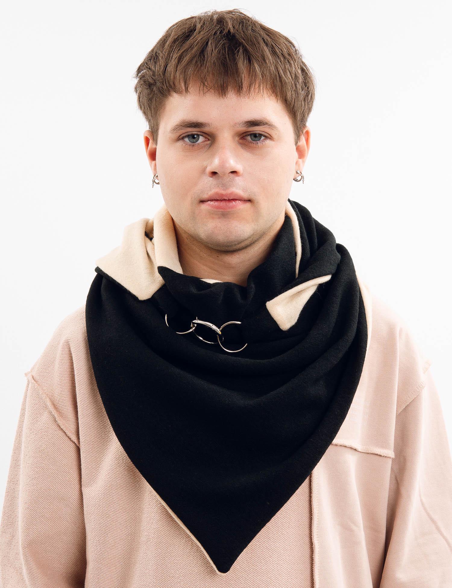 Шарф чоловічий My Scarf Единбург двосторонній Чорний з молочним (29512847)