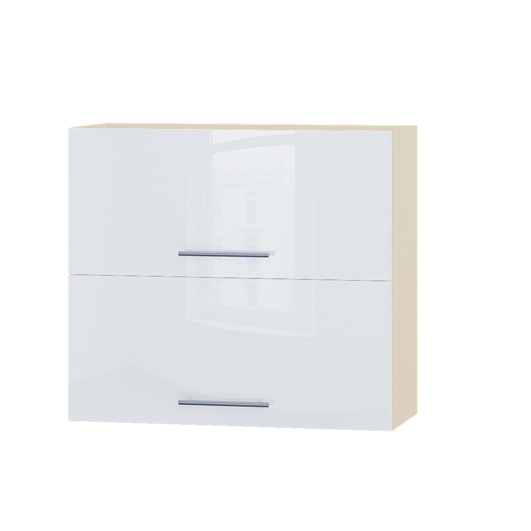 Шкаф верхний Эверест Акрил модуль Верх В14-800 80х30х72 см Белый глянец/Дуб Молочный (04481)