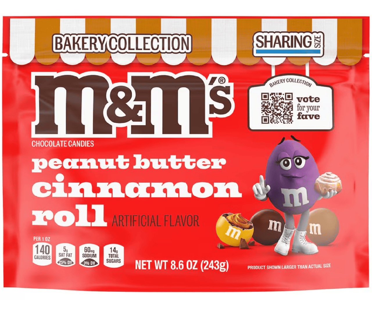 Драже M&M's Peanut Butter Cinnamon Roll Chocolate Candy 243 г (2994470735)
