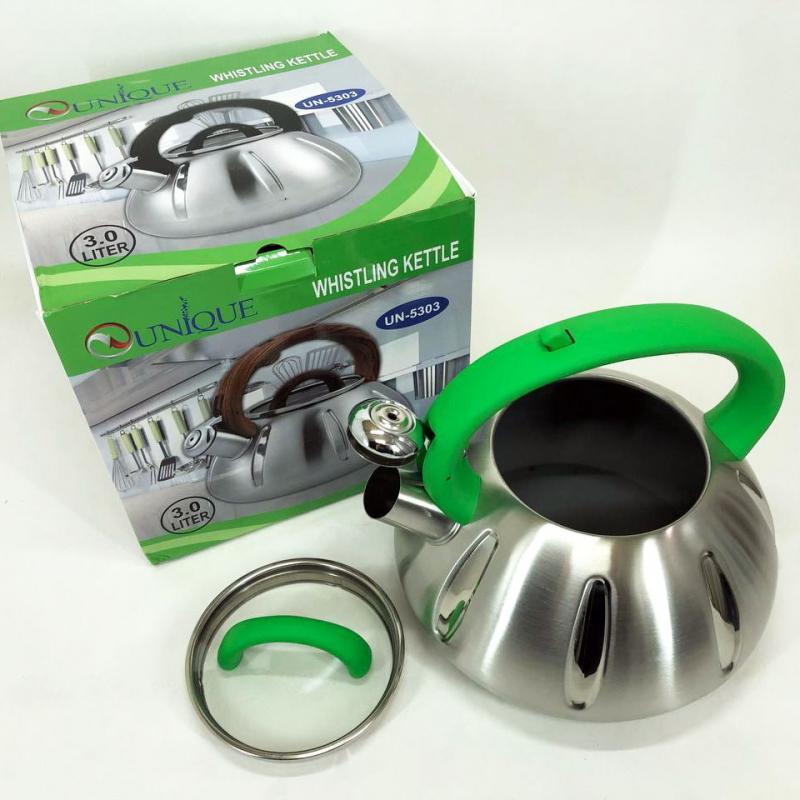 Чайник Unique UN-5303 со свистком 3 л Green (tf5907) - фото 8